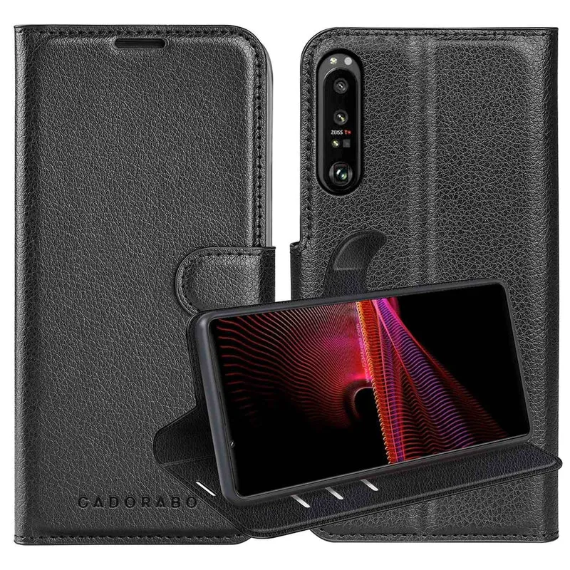 Cadorabo Hülle kompatibel mit Sony Xperia 1 III Schutzhülle mit Magnetverschluss, Standfunktion und Kartenfach