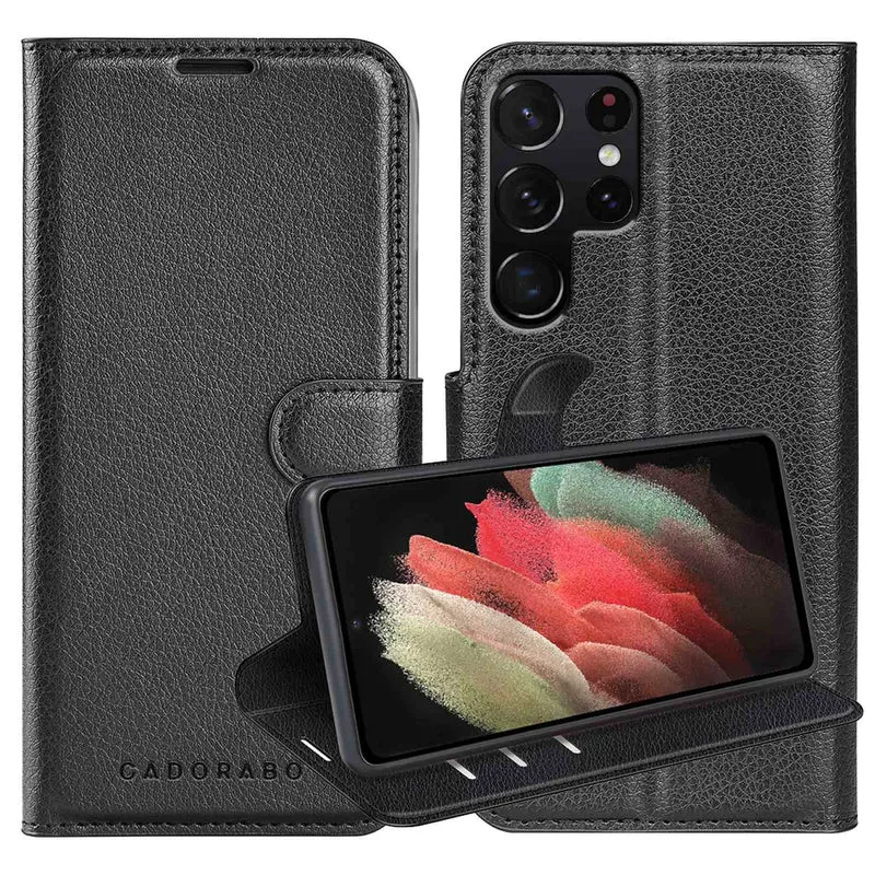 Cadorabo Hülle kompatibel mit Samsung Galaxy S21 ULTRA Schutzhülle mit Magnetverschluss, Standfunktion und Kartenfach