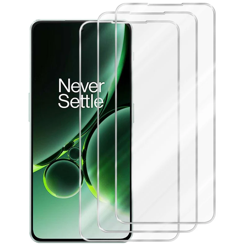 Cadorabo 3x Panzer Folie kompatibel mit OnePlus Nord 3 5G - Schutzfolie 3er Pack Gehärtetes (Tempered) Display-Schutzglas in 9H Härte mit 3D Touch Kompatibilität
