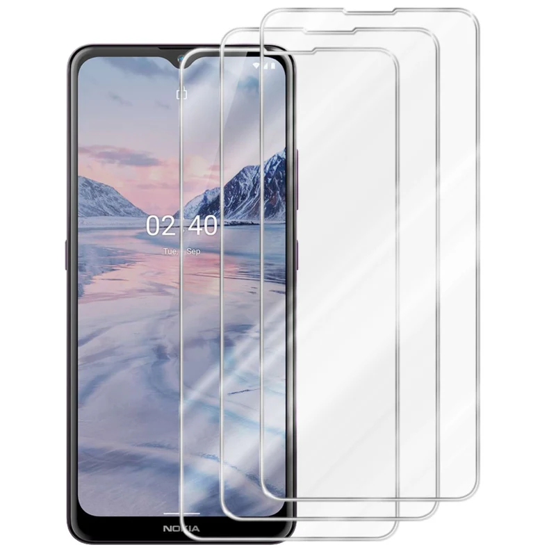 Cadorabo 3x Panzer Folie kompatibel mit Nokia 2,4 - Schutzfolie 3er Pack Gehärtetes (Tempered) Display-Schutzglas in 9H Härte mit 3D Touch Kompatibilität
