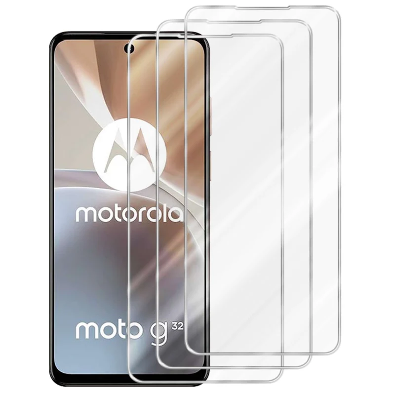 Cadorabo 3x Panzer Folie kompatibel mit Motorola MOTO G32 - Schutzfolie 3er Pack Gehärtetes (Tempered) Display-Schutzglas in 9H Härte mit 3D Touch Kompatibilität