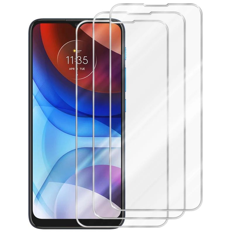 Cadorabo 3x Panzer Folie kompatibel mit Motorola MOTO E7 POWER / E7i POWER - Schutzfolie 3er Pack Gehärtetes (Tempered) Display-Schutzglas in 9H Härte mit 3D Touch Kompatibilität