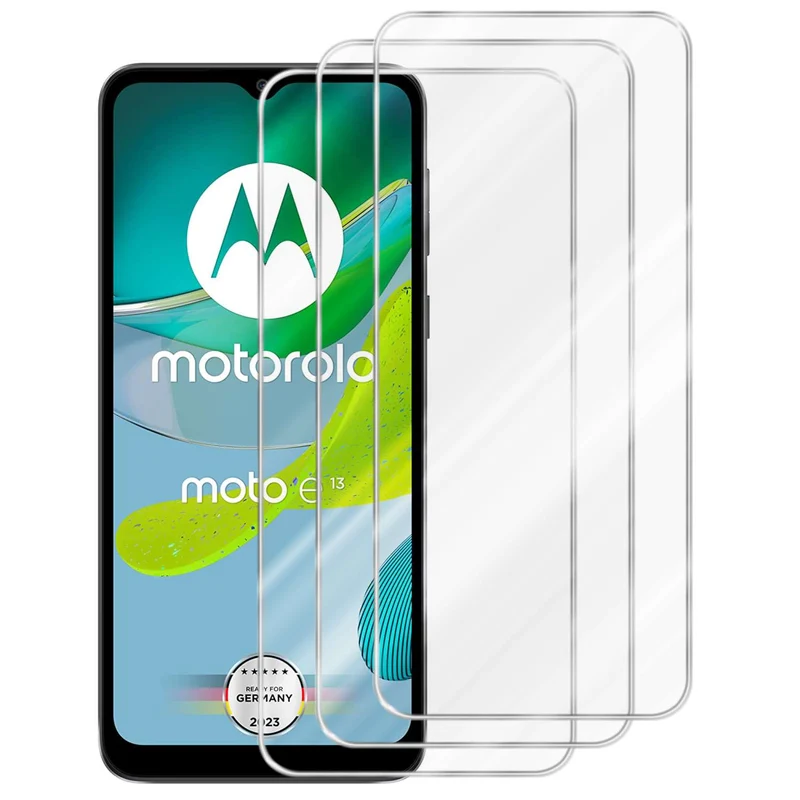 Cadorabo 3x Panzer Folie kompatibel mit Motorola MOTO E13 - Schutzfolie 3er Pack Gehärtetes (Tempered) Display-Schutzglas in 9H Härte mit 3D Touch Kompatibilität