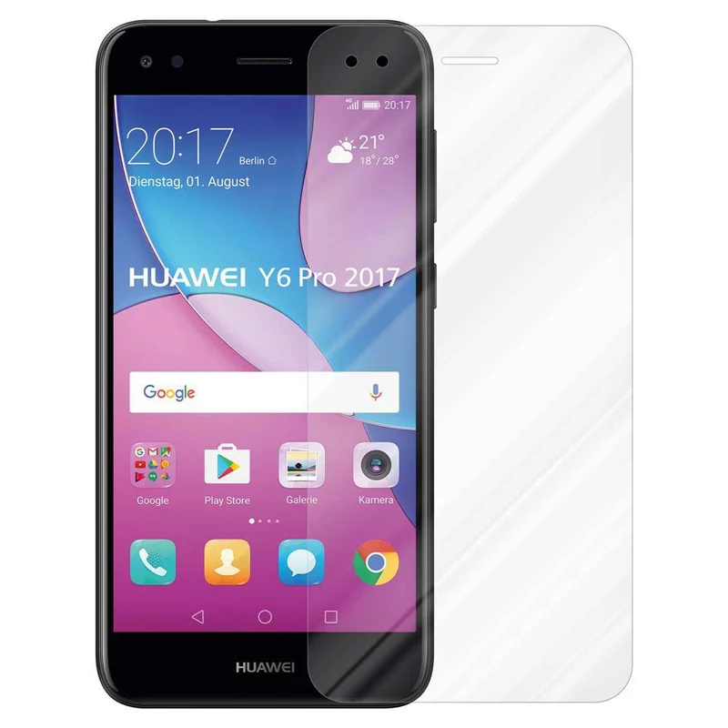 Cadorabo Panzer Folie kompatibel mit Huawei Y6 PRO 2017 - Schutzfolie Gehärtetes (Tempered) Display-Schutzglas in 9H Härte mit 3D Touch Kompatibilität
