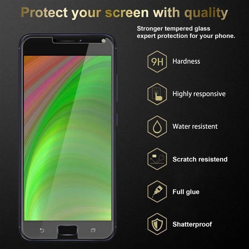Cadorabo Panzer Folie kompatibel mit Asus ZenFone 4 MAX (5.5 Zoll) - Schutzfolie Gehärtetes (Tempered) Display-Schutzglas in 9H Härte mit 3D Touch Kompatibilität