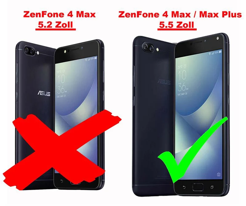 Cadorabo Panzer Folie kompatibel mit Asus ZenFone 4 MAX (5.5 Zoll) - Schutzfolie Gehärtetes (Tempered) Display-Schutzglas in 9H Härte mit 3D Touch Kompatibilität