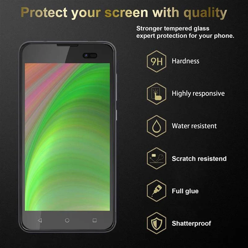 Cadorabo Panzer Folie kompatibel mit WIKO SUNNY 2 PLUS - Schutzfolie Gehärtetes (Tempered) Display-Schutzglas in 9H Härte mit 3D Touch Kompatibilität