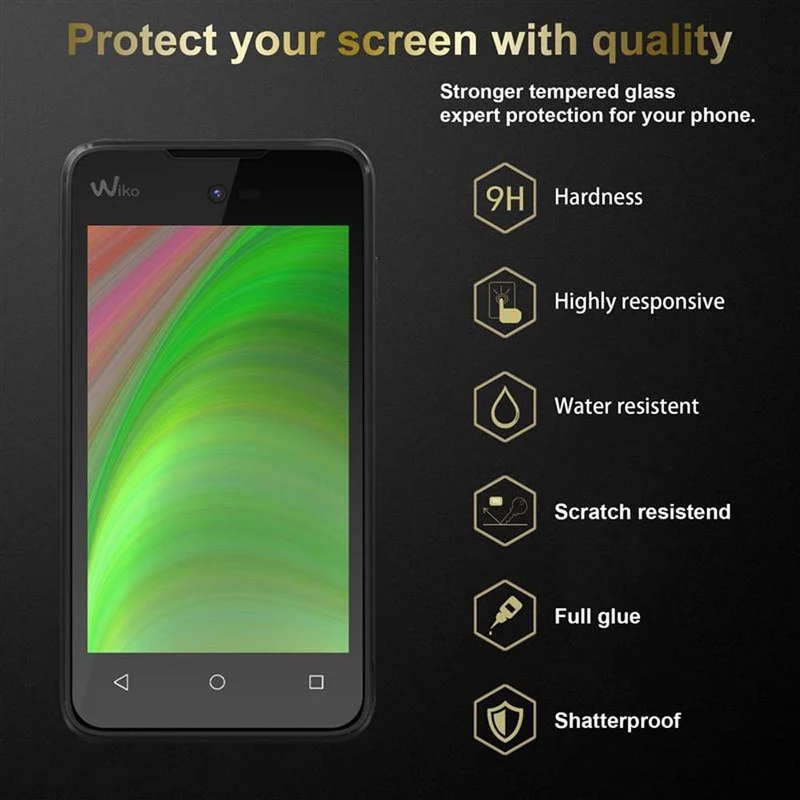 Cadorabo Panzer Folie kompatibel mit WIKO SUNNY - Schutzfolie Gehärtetes (Tempered) Display-Schutzglas in 9H Härte mit 3D Touch Kompatibilität