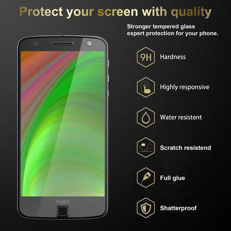 Cadorabo Panzer Folie kompatibel mit Motorola MOTO Z - Schutzfolie Gehärtetes (Tempered) Display-Schutzglas in 9H Härte mit 3D Touch Kompatibilität