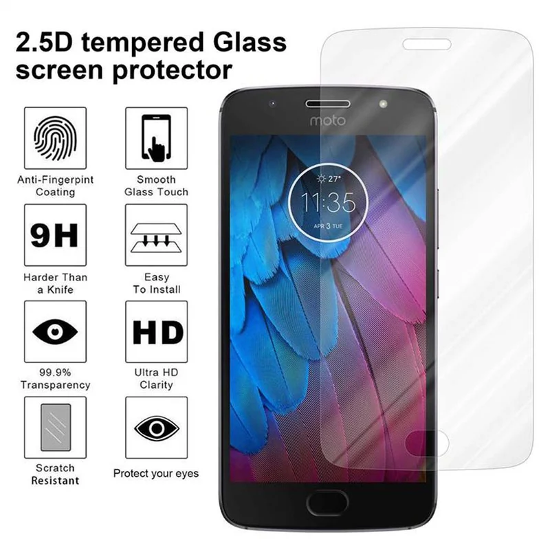 Cadorabo Panzer Folie kompatibel mit Motorola MOTO G5S PLUS - Schutzfolie Gehärtetes (Tempered) Display-Schutzglas in 9H Härte mit 3D Touch Kompatibilität