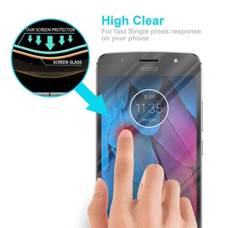 Cadorabo Panzer Folie kompatibel mit Motorola MOTO G5S PLUS - Schutzfolie Gehärtetes (Tempered) Display-Schutzglas in 9H Härte mit 3D Touch Kompatibilität
