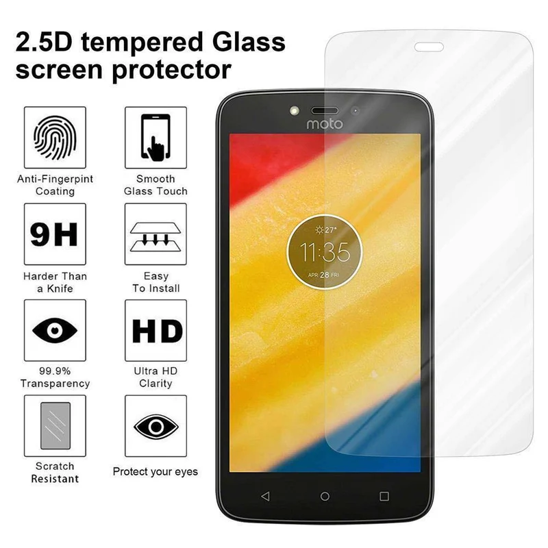 Cadorabo Panzer Folie kompatibel mit Motorola MOTO C PLUS - Schutzfolie Gehärtetes (Tempered) Display-Schutzglas in 9H Härte mit 3D Touch Kompatibilität