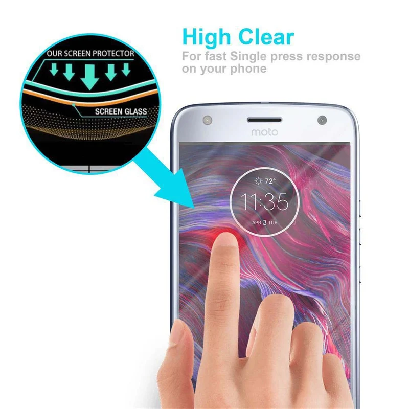 Cadorabo Panzer Folie kompatibel mit Motorola MOTO X4 - Schutzfolie Gehärtetes (Tempered) Display-Schutzglas in 9H Härte mit 3D Touch Kompatibilität