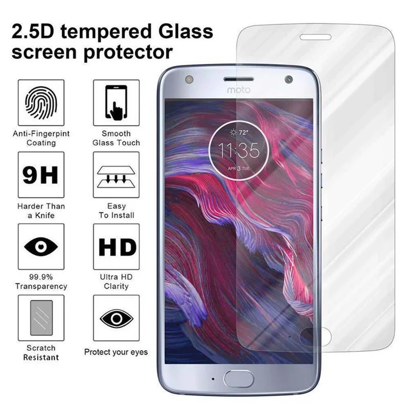 Cadorabo Panzer Folie kompatibel mit Motorola MOTO X4 - Schutzfolie Gehärtetes (Tempered) Display-Schutzglas in 9H Härte mit 3D Touch Kompatibilität