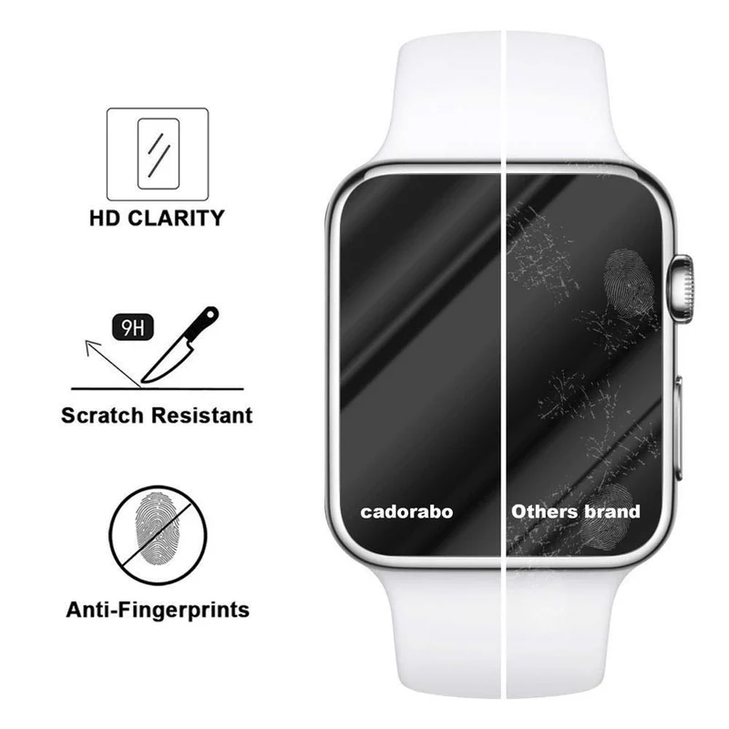 Cadorabo Panzer Folie kompatibel mit Apple Watch Series 1 & 2 & 3 (42mm) - Schutzfolie Gehärtetes (Tempered) Display-Schutzglas in 9H Härte mit 3D Touch Kompatibilität