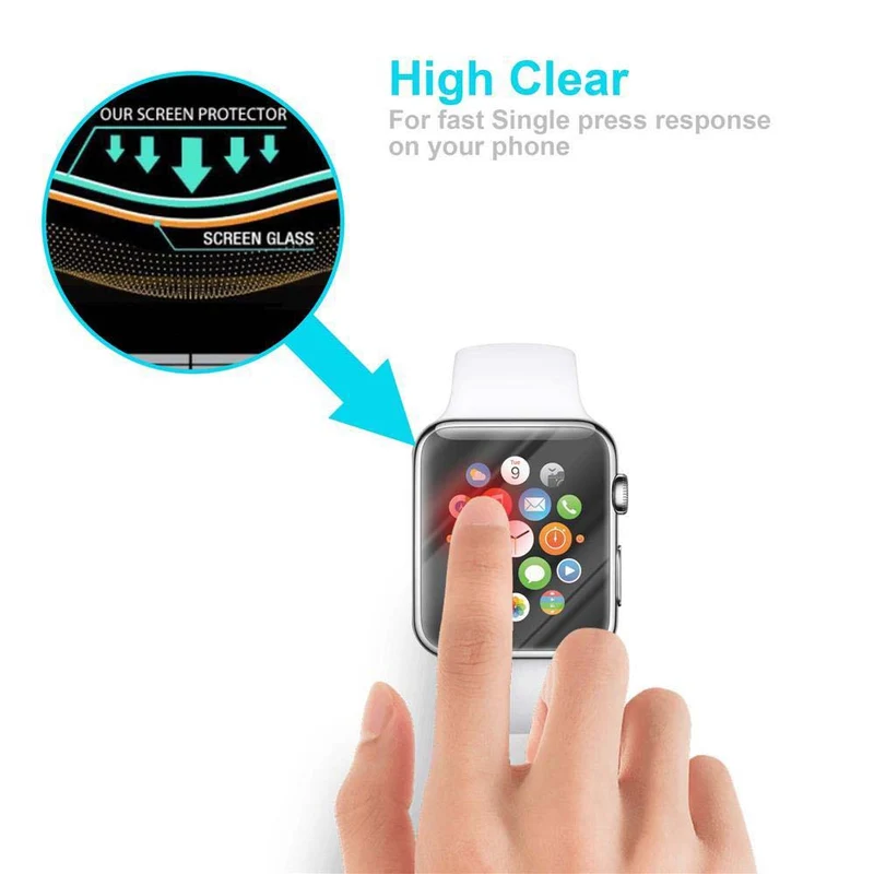 Cadorabo Panzer Folie kompatibel mit Apple Watch Series 1 & 2 & 3 (42mm) - Schutzfolie Gehärtetes (Tempered) Display-Schutzglas in 9H Härte mit 3D Touch Kompatibilität