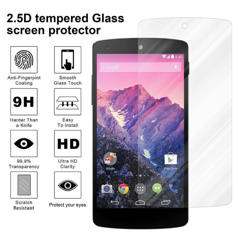 Cadorabo Panzer Folie kompatibel mit LG Google NEXUS 5 - Schutzfolie Gehärtetes (Tempered) Display-Schutzglas in 9H Härte mit 3D Touch Kompatibilität