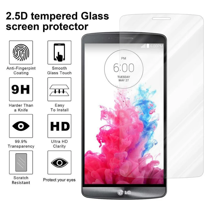 Cadorabo Panzer Folie kompatibel mit LG G3 - Schutzfolie Gehärtetes (Tempered) Display-Schutzglas in 9H Härte mit 3D Touch Kompatibilität