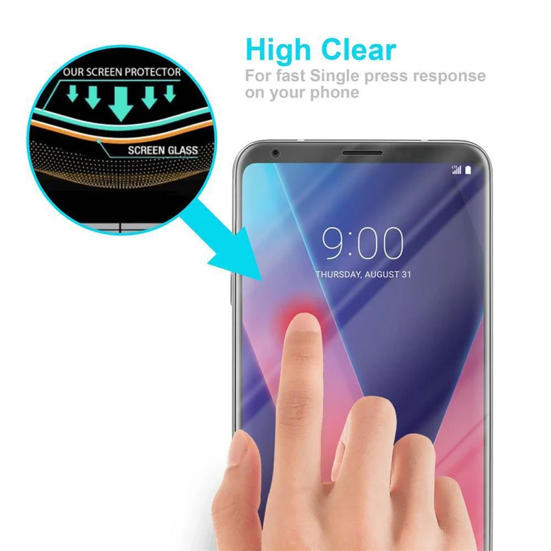 Cadorabo Panzer Folie kompatibel mit LG V30 / V30+ / V30S / V30S+ - Schutzfolie Gehärtetes (Tempered) Display-Schutzglas in 9H Härte mit 3D Touch Kompatibilität