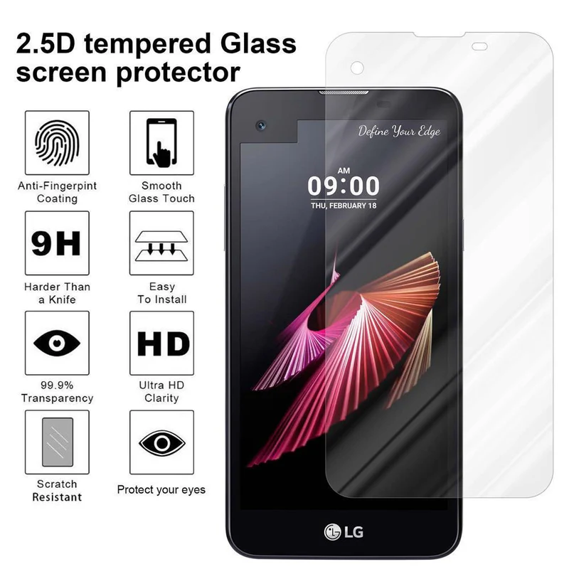 Cadorabo Panzer Folie kompatibel mit LG X SCREEN - Schutzfolie Gehärtetes (Tempered) Display-Schutzglas in 9H Härte mit 3D Touch Kompatibilität