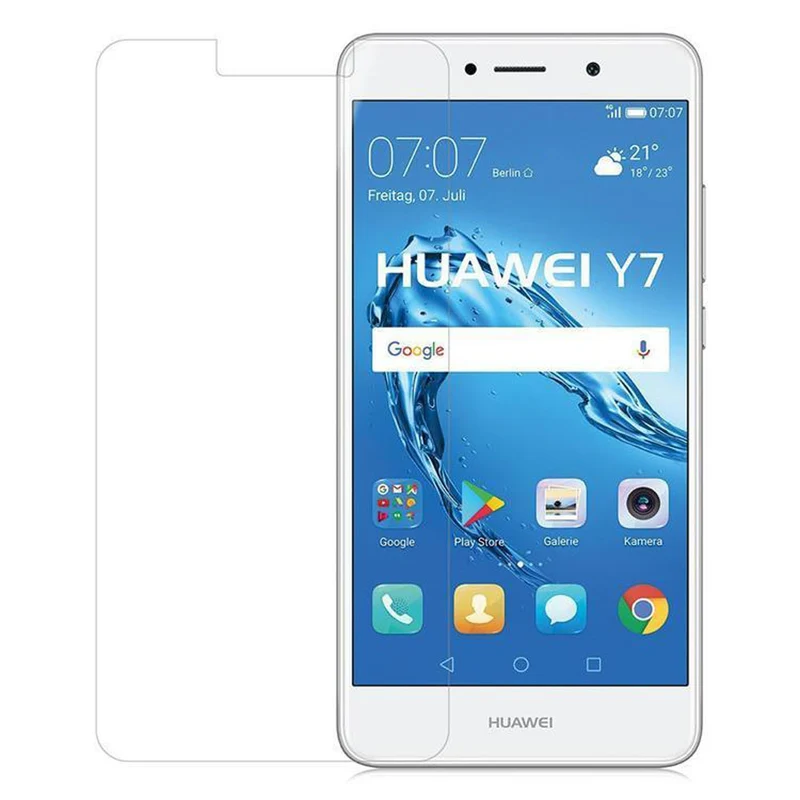Cadorabo Panzer Folie kompatibel mit Huawei Y7 2017 - Schutzfolie Gehärtetes (Tempered) Display-Schutzglas in 9H Härte mit 3D Touch Kompatibilität