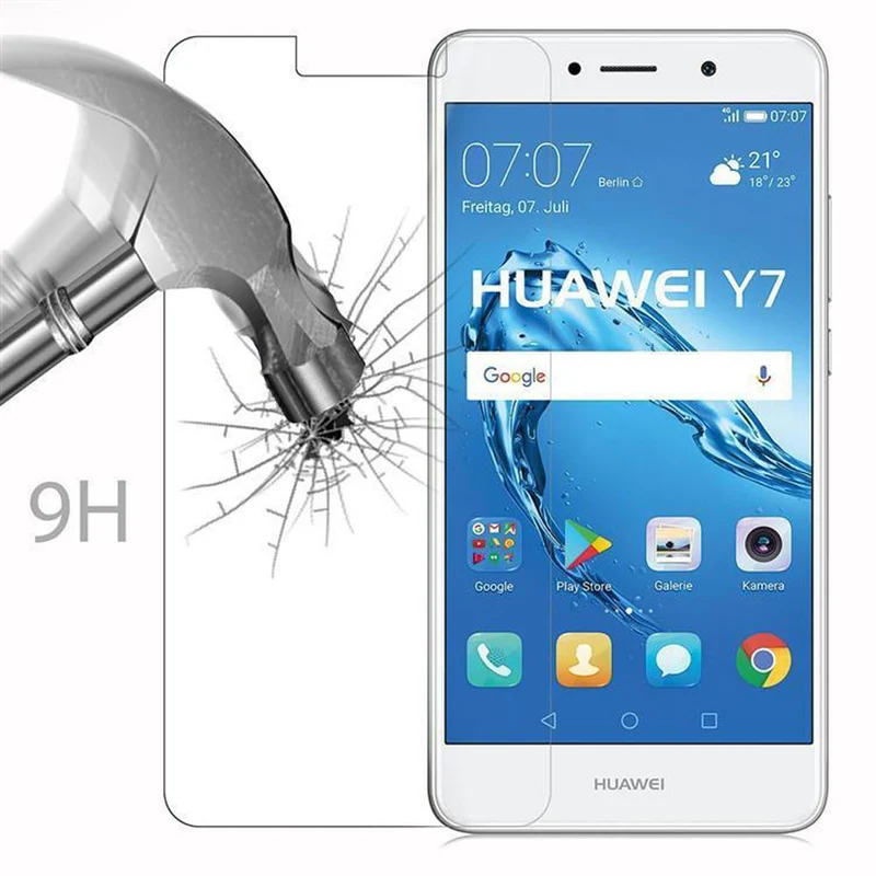 Cadorabo Panzer Folie kompatibel mit Huawei Y7 2017 - Schutzfolie Gehärtetes (Tempered) Display-Schutzglas in 9H Härte mit 3D Touch Kompatibilität