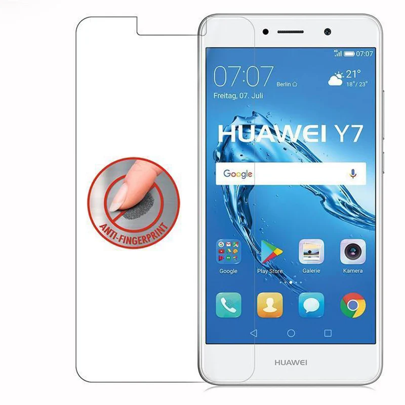 Cadorabo Panzer Folie kompatibel mit Huawei Y7 2017 - Schutzfolie Gehärtetes (Tempered) Display-Schutzglas in 9H Härte mit 3D Touch Kompatibilität