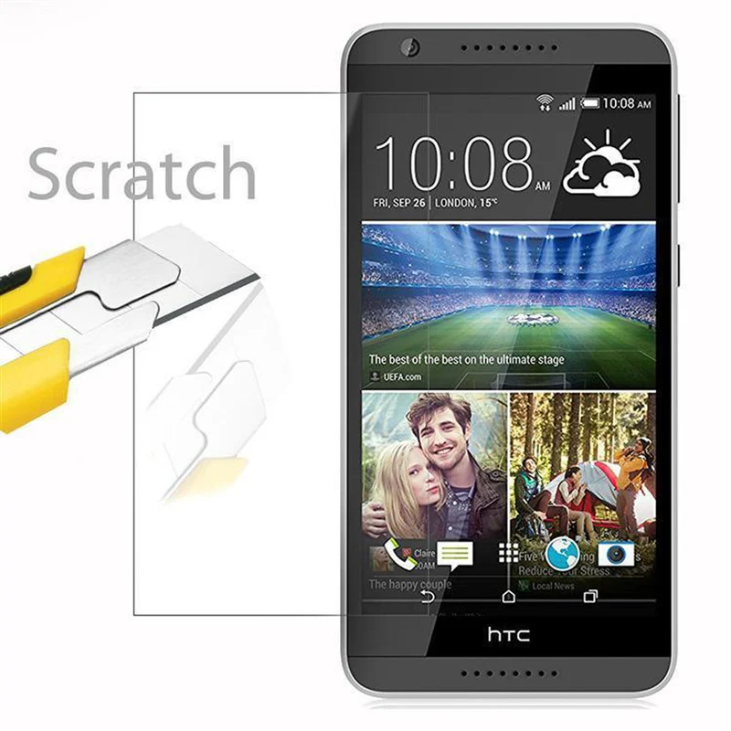 Cadorabo Panzer Folie kompatibel mit HTC Desire 820 - Schutzfolie Gehärtetes (Tempered) Display-Schutzglas in 9H Härte mit 3D Touch Kompatibilität