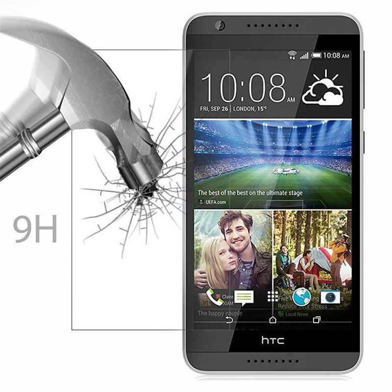 Cadorabo Panzer Folie kompatibel mit HTC Desire 820 - Schutzfolie Gehärtetes (Tempered) Display-Schutzglas in 9H Härte mit 3D Touch Kompatibilität