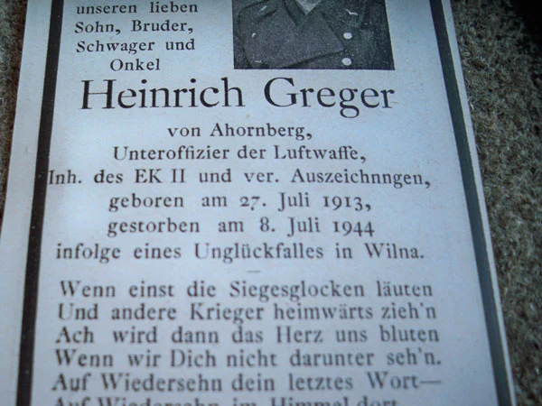 Sterbebilder Luftwaffe Wilna (Litauen) 7/1944
