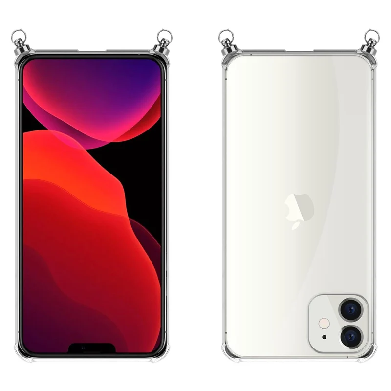 Silikon Hülle Handykette kompatibel mit Apple iPhone 12 MINI mit silbernen Ringen
