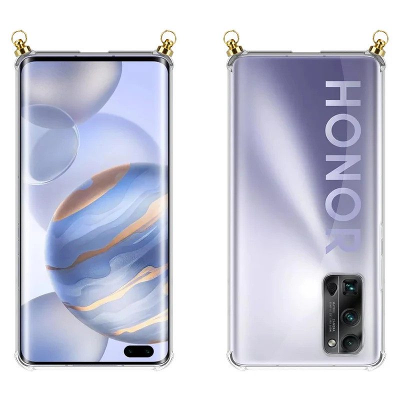 Silikon Hülle Handykette kompatibel mit Honor 30 PRO+ mit goldenen Ringen