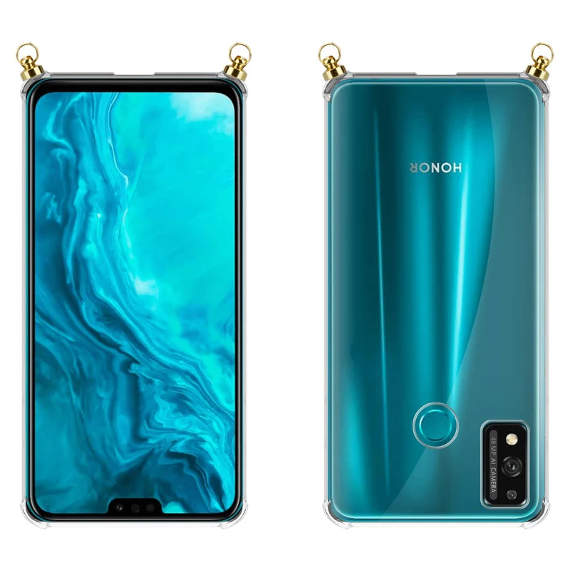 Silikon Hülle Handykette kompatibel mit Honor 9X LITE mit goldenen Ringen