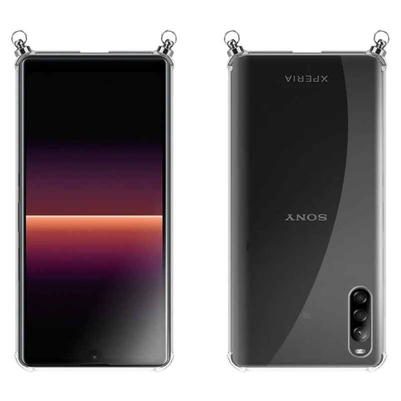 Silikon Hülle Handykette kompatibel mit Sony Xperia L4 mit silbernen Ringen