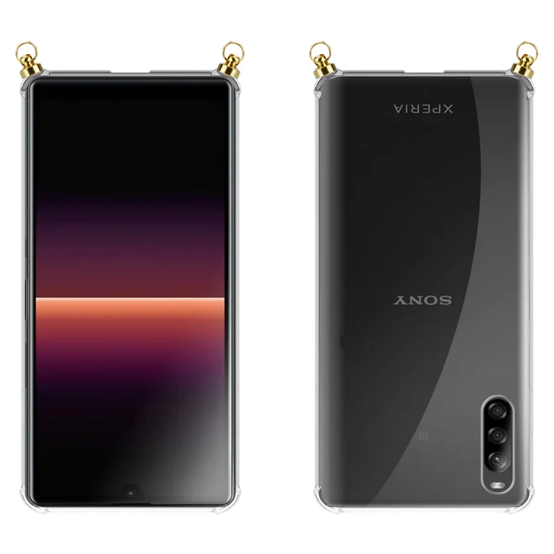 Silikon Hülle Handykette kompatibel mit Sony Xperia L4 mit goldenen Ringen