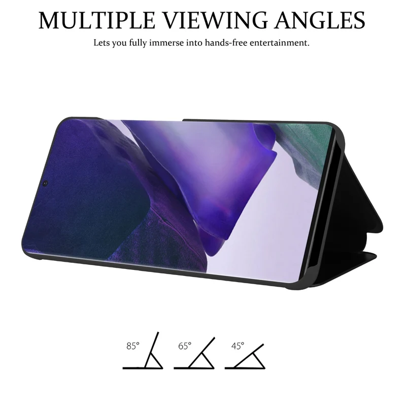 Cadorabo Hülle kompatibel mit Samsung Galaxy NOTE 20 Clear View Spiegel Schutzhülle mit Standfunktion 360 Grad Schutz