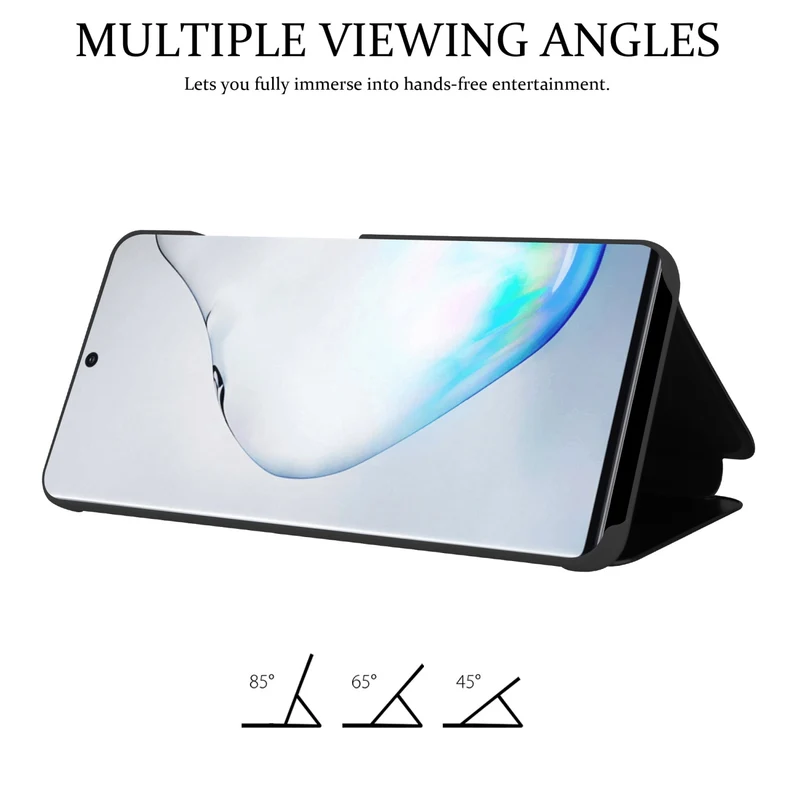 Cadorabo Hülle kompatibel mit Samsung Galaxy NOTE 10 PLUS Clear View Spiegel Schutzhülle mit Standfunktion 360 Grad Schutz