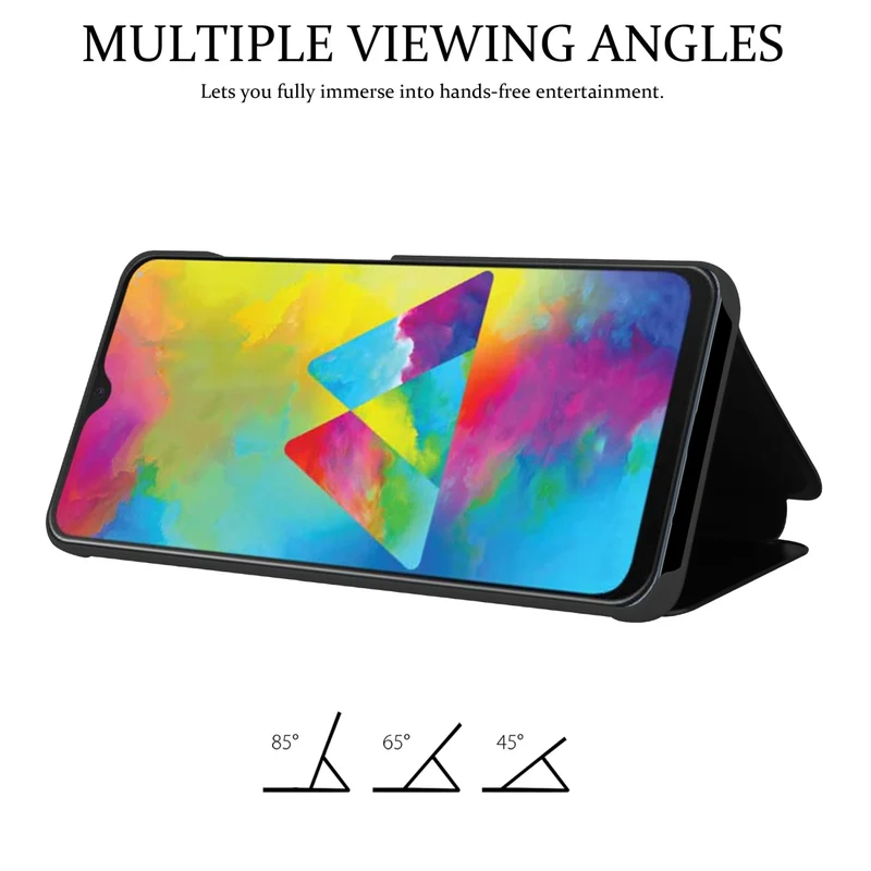 Cadorabo Hülle kompatibel mit Samsung Galaxy M21 / M30s Clear View Spiegel Schutzhülle mit Standfunktion 360 Grad Schutz