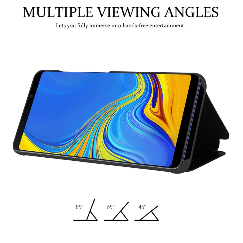 Cadorabo Hülle kompatibel mit Samsung Galaxy A9 2018 Clear View Spiegel Schutzhülle mit Standfunktion 360 Grad Schutz