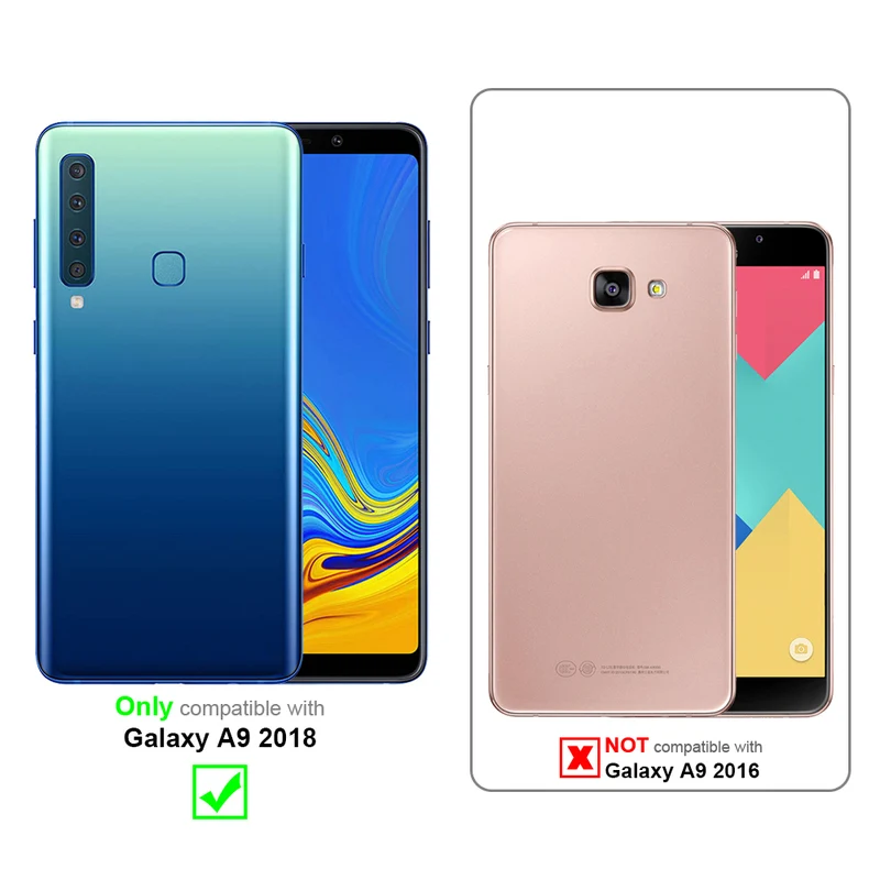 Cadorabo Hülle kompatibel mit Samsung Galaxy A9 2018 Clear View Spiegel Schutzhülle mit Standfunktion 360 Grad Schutz