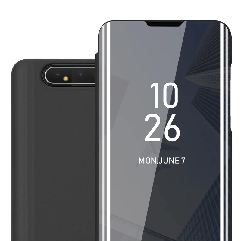 Cadorabo Hülle kompatibel mit Samsung Galaxy A80 / A90 4G Clear View Spiegel Schutzhülle mit Standfunktion 360 Grad Schutz