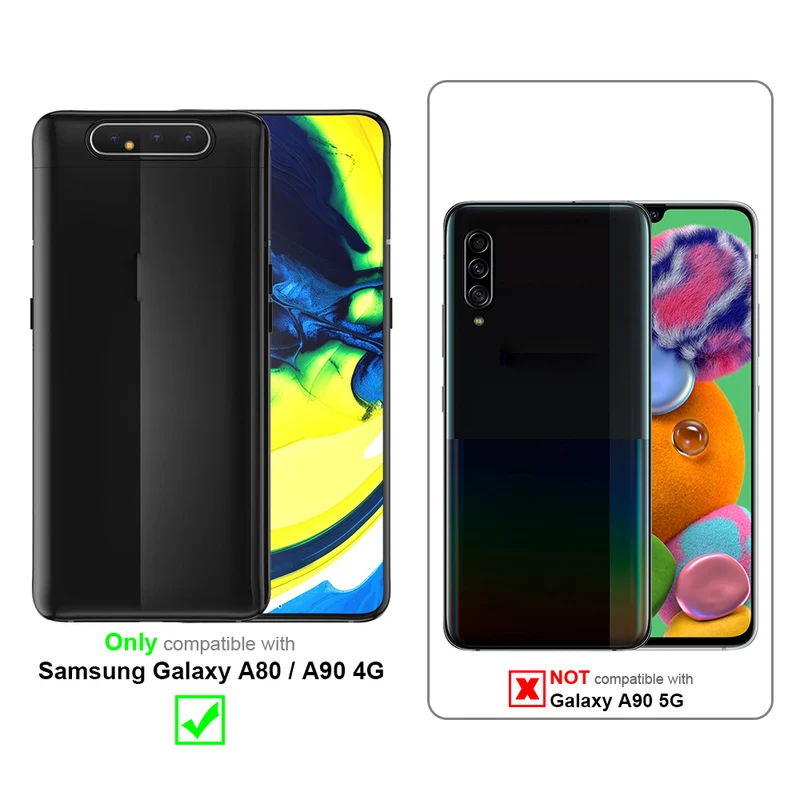 Cadorabo Hülle kompatibel mit Samsung Galaxy A80 / A90 4G Clear View Spiegel Schutzhülle mit Standfunktion 360 Grad Schutz
