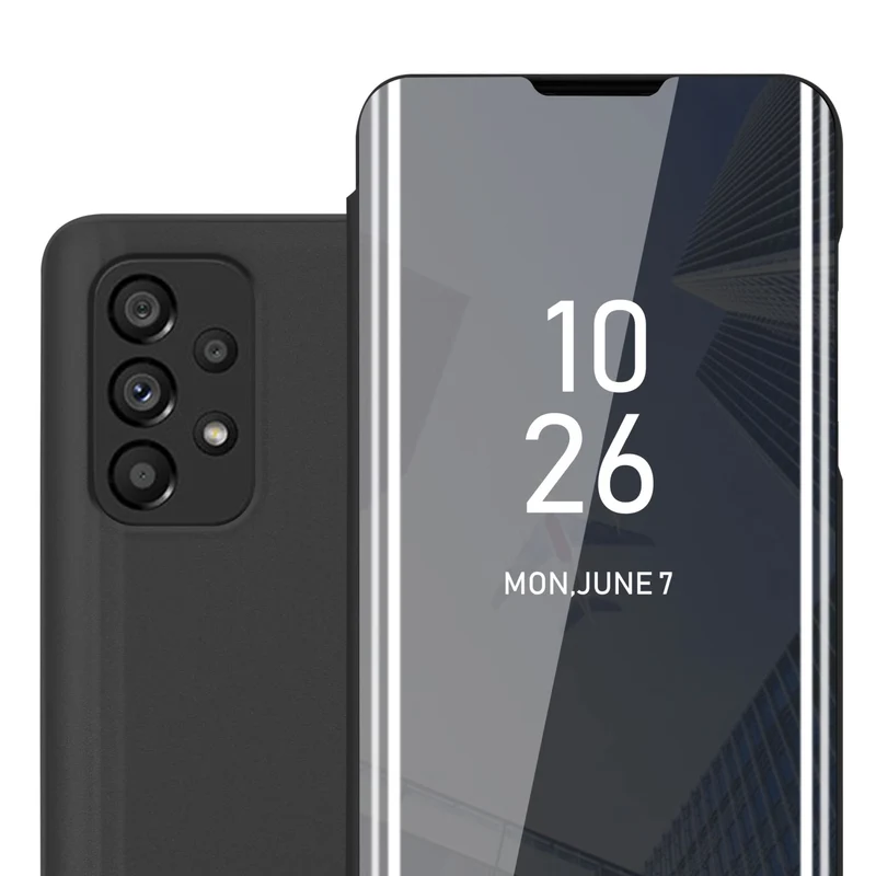 Cadorabo Hülle kompatibel mit Samsung Galaxy A53 5G Clear View Spiegel Schutzhülle mit Standfunktion 360 Grad Schutz