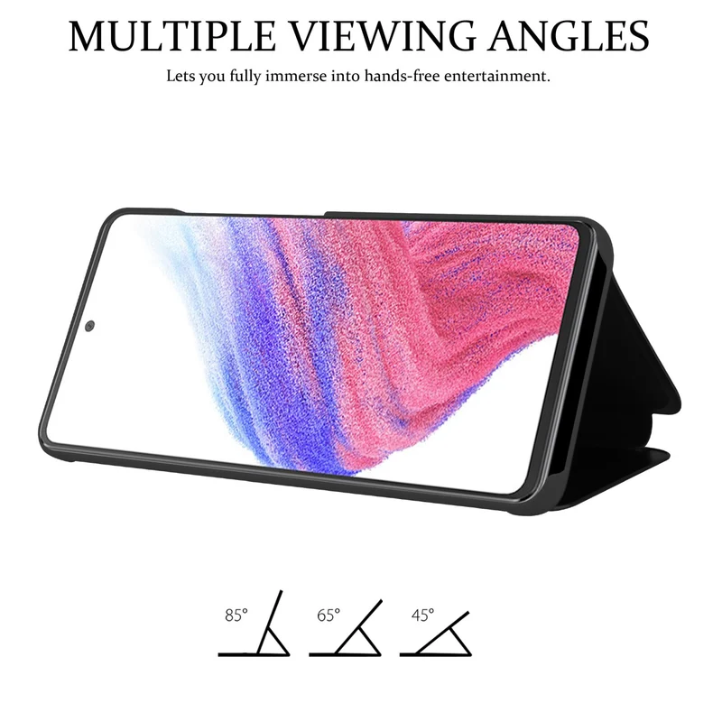 Cadorabo Hülle kompatibel mit Samsung Galaxy A53 5G Clear View Spiegel Schutzhülle mit Standfunktion 360 Grad Schutz