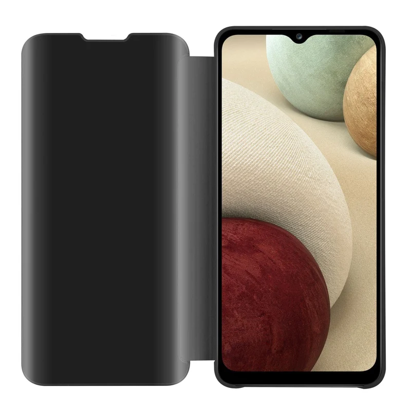 Cadorabo Hülle kompatibel mit Samsung Galaxy A12 / M12 Clear View Spiegel Schutzhülle mit Standfunktion 360 Grad Schutz