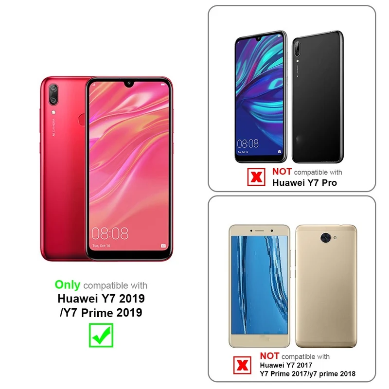 Cadorabo Hülle kompatibel mit Huawei Y7 2019 / Y7 PRIME 2019 Clear View Spiegel Schutzhülle mit Standfunktion 360 Grad Schutz