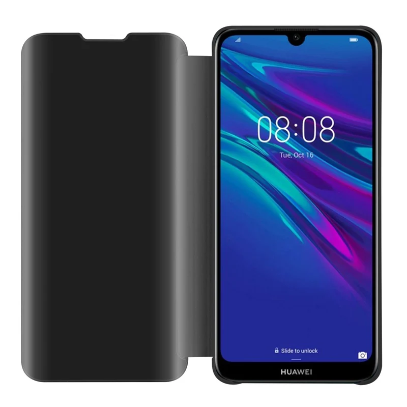 Cadorabo Hülle kompatibel mit Huawei Y6 2019 Clear View Spiegel Schutzhülle mit Standfunktion 360 Grad Schutz