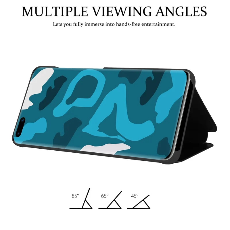 Cadorabo Hülle kompatibel mit Huawei P40 PRO / P40 PRO+ Clear View Spiegel Schutzhülle mit Standfunktion 360 Grad Schutz