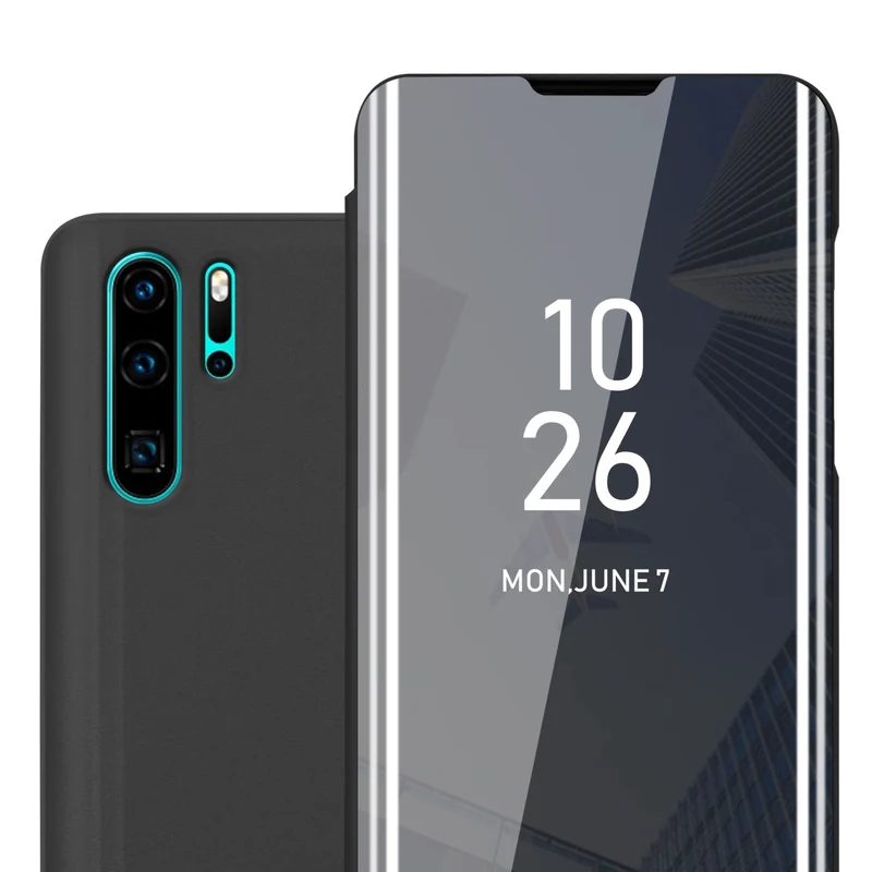 Cadorabo Hülle kompatibel mit Huawei P30 PRO Clear View Spiegel Schutzhülle mit Standfunktion 360 Grad Schutz