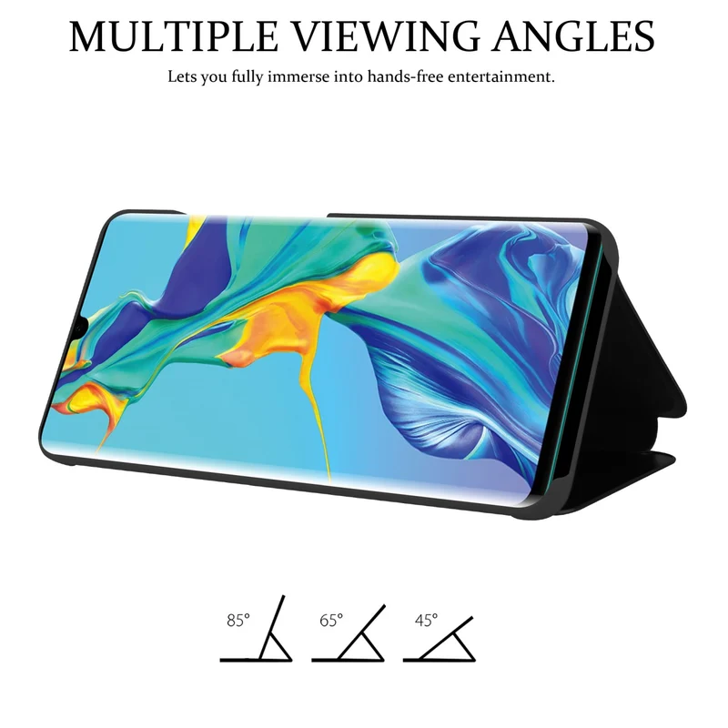 Cadorabo Hülle kompatibel mit Huawei P30 PRO Clear View Spiegel Schutzhülle mit Standfunktion 360 Grad Schutz